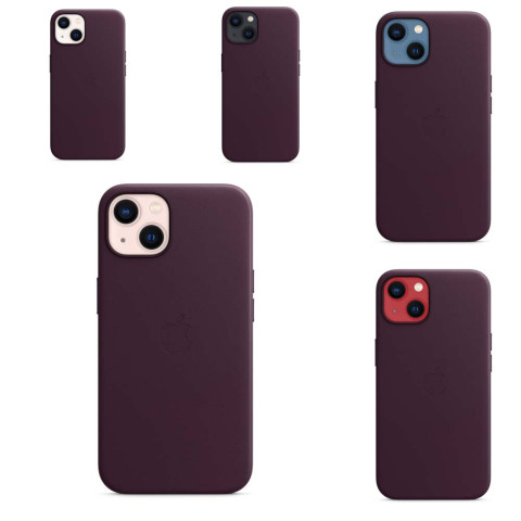 Чехол Leather Case with MagSafe на iPhone 13 Dark cherry